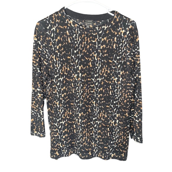 Talbots pure Italian merino wool animal print sweater size large - Picture 2 of 5